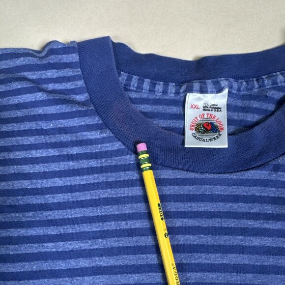 Vintage 90s Fruit of the Loom Striped Tee XXL Grunge USA Single Stitch - Picture 6 of 11